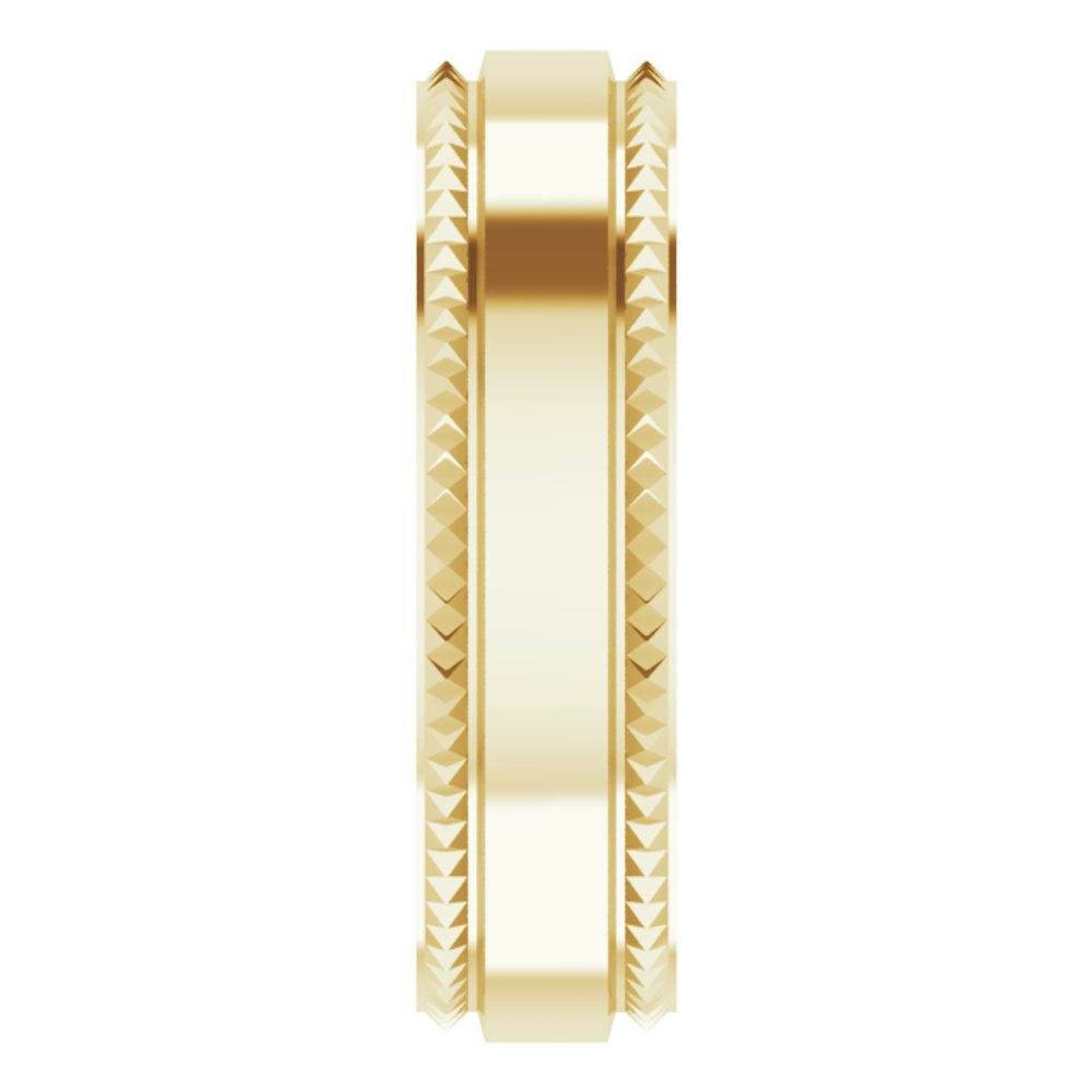 10K Yellow Gold 6 mm Geometric Faceted Comfort-Fit Flat Band Size 14