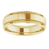 14K Yellow Gold 6 mm Geometric Faceted Comfort-Fit Flat Band Size 7.5