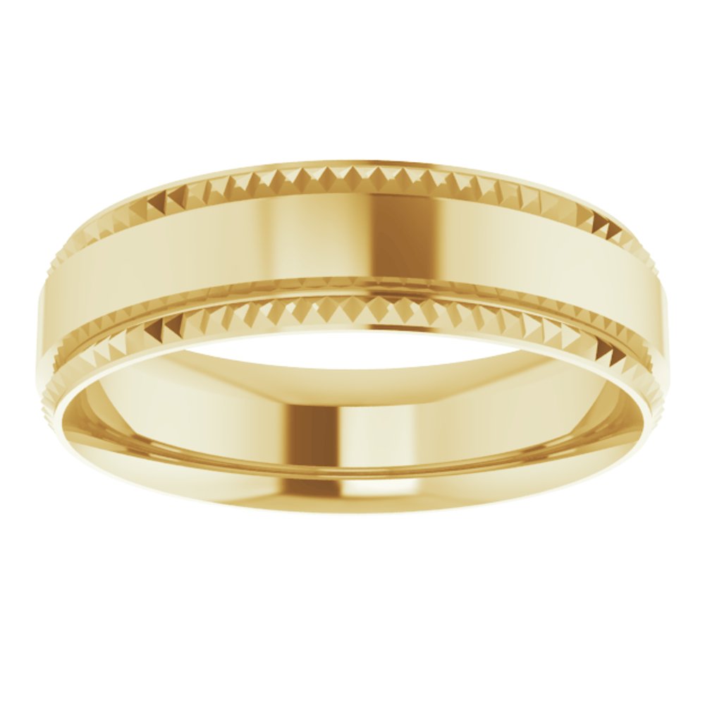 10K Yellow Gold 6 mm Geometric Faceted Comfort-Fit Flat Band Size 14