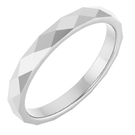14K White Gold 2.5 mm Geometric Faceted Flat Band Size 5