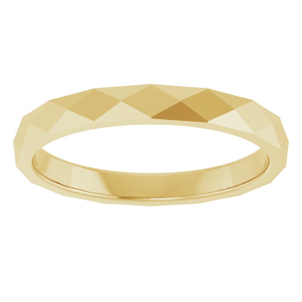 18K Yellow Gold 2.5 mm Geometric Faceted Flat Band Size 6