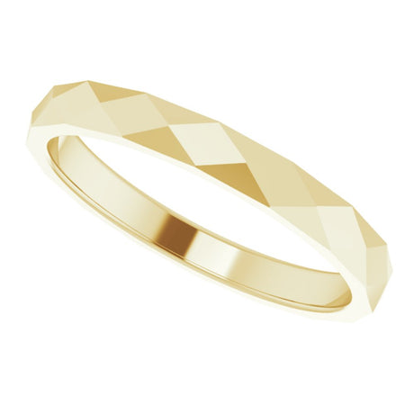 14K Yellow 2.5 mm Diamond Pattern Band