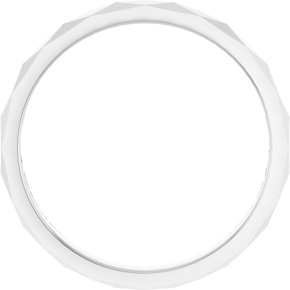 10K White Gold 2.5 mm Geometric Faceted Flat Band Size 7