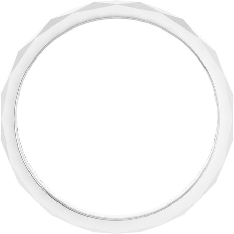 14K White Gold 2.5 mm Geometric Faceted Flat Band Size 5