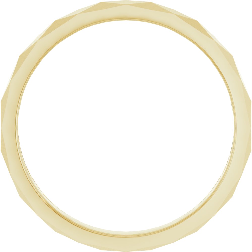 18K Yellow Gold 2.5 mm Geometric Faceted Flat Band Size 6