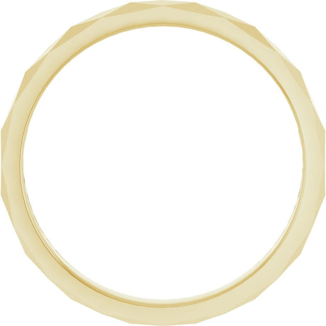 14K Yellow Gold 2.5 mm Geometric Faceted Flat Band Size 6