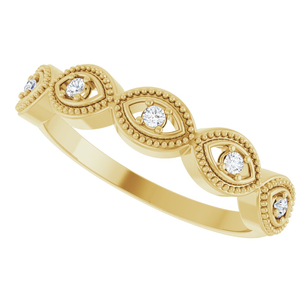 14K Yellow .07 CTW Natural Diamond Evil Eye Stackable Ring