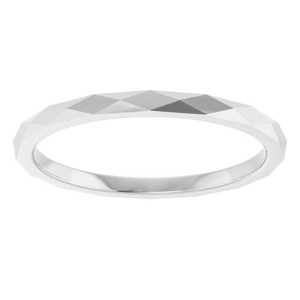 14K White 1.5 mm Diamond Pattern Band