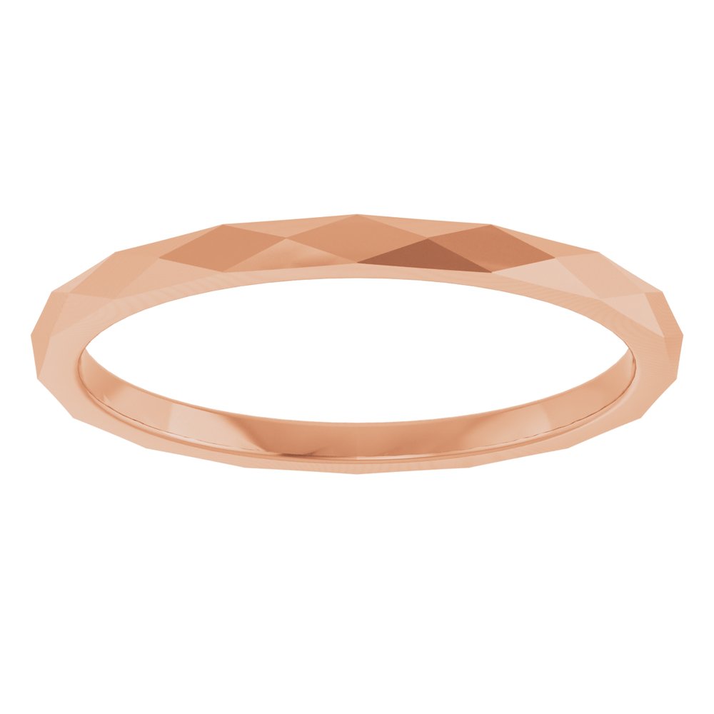 14K Rose 1.5 mm Geometric Faceted Flat Band