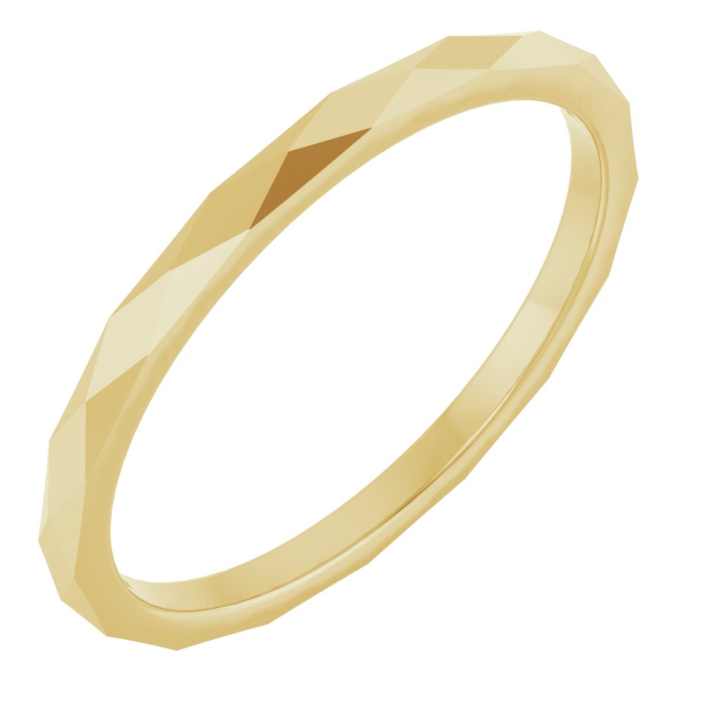 14K Yellow Gold 1.5 mm Geometric Faceted Flat Band Size 5