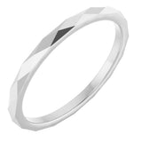 14K White Gold 1.5 mm Geometric Faceted Flat Band Size 9.5