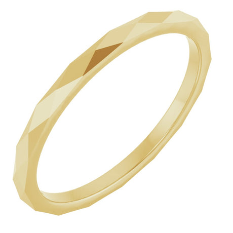 10K Yellow Gold 1.5 mm Geometric Faceted Flat Band Size 7