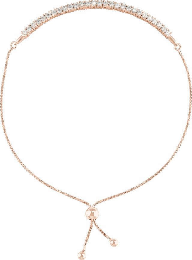 14K Rose 1 CTW Lab-Grown Diamond Bolo 9 1/2" Bracelet