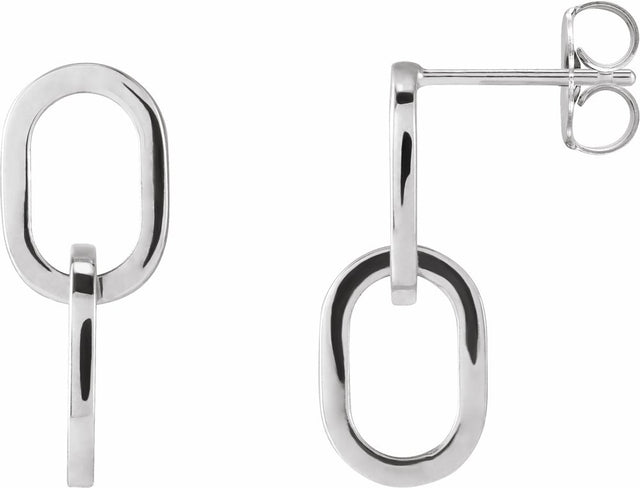 14K White Interlocking Oval Earrings