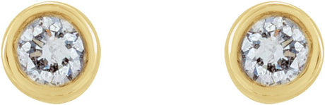 14K Yellow .03 CTW Natural Diamond Micro Bezel-Set Earrings