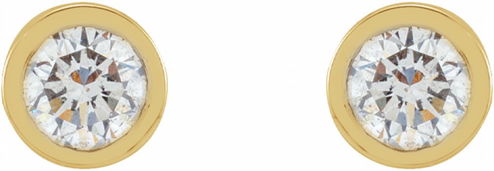 14K Yellow Gold 1/10 CTW Natural Diamond Micro Bezel-Set Earrings