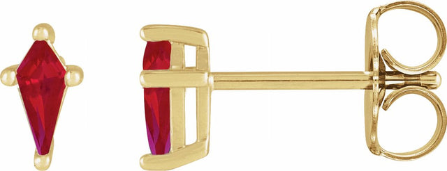 14K Yellow Lab-Grown Ruby Earrings