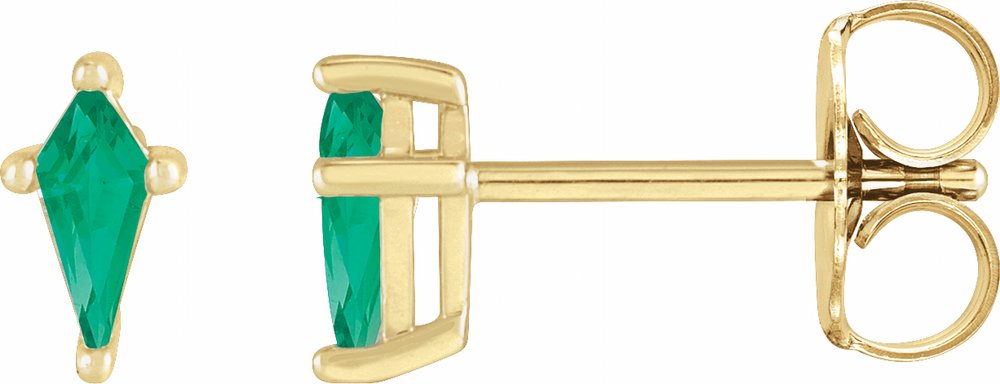 14K Yellow Lab-Grown Emerald Earrings