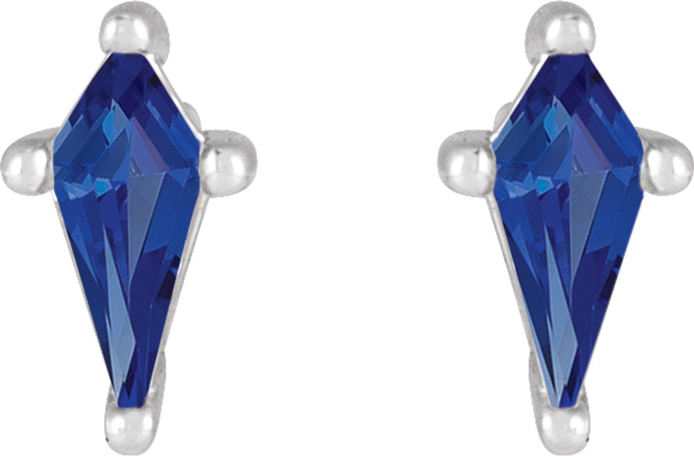 14K White Lab-Grown Blue Sapphire Earrings