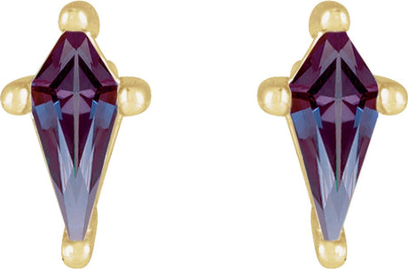 14K Yellow Lab-Grown Alexandrite Earrings