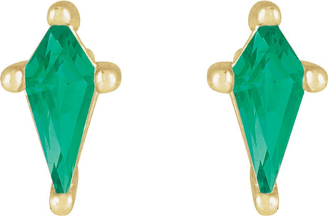 14K Yellow Lab-Grown Emerald Earrings