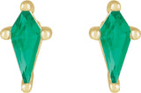 14K Yellow Lab-Grown Emerald Earrings