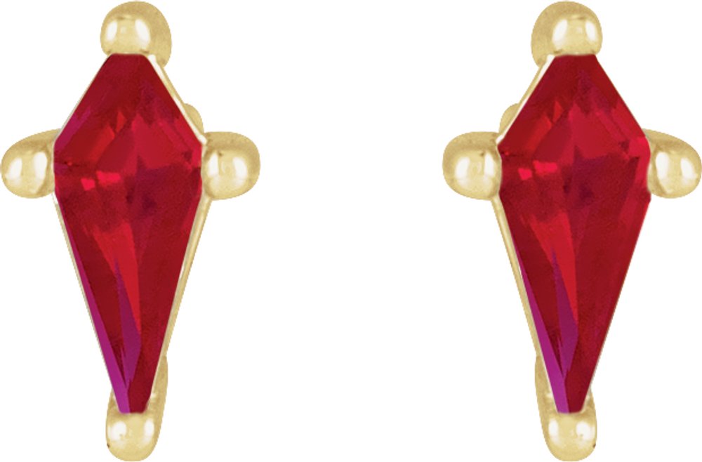 14K Yellow Lab-Grown Ruby Earrings