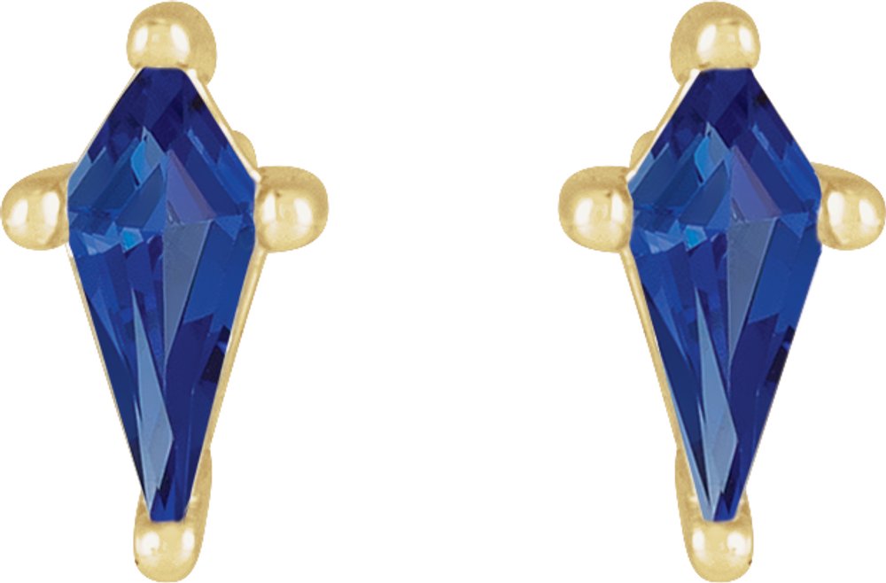 14K Yellow Lab-Grown Blue Sapphire Earrings