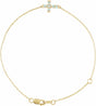 14K Yellow Natural White Opal Sideways Cross 6 1/2-7 1/2" Bracelet