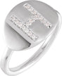 14K White Gold 1/10 CTW Natural Diamond Initial H Signet Ring