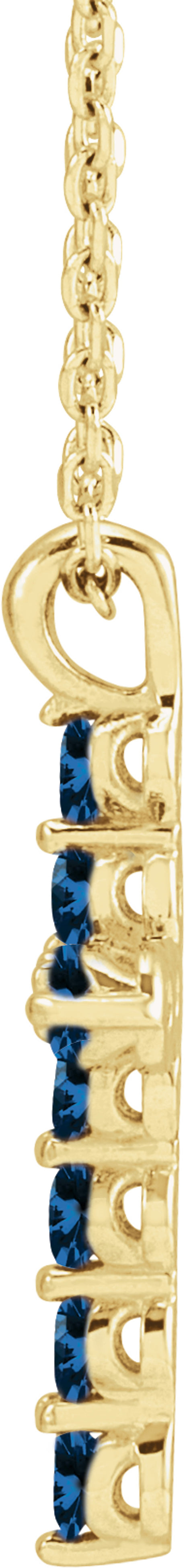 14K Yellow Gold Natural Blue Sapphire Cross 16-18" Necklace