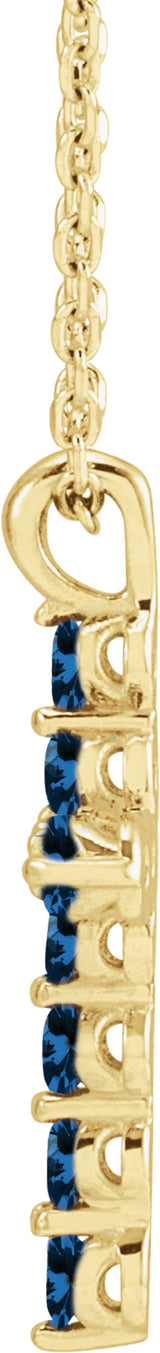 14K Yellow Gold Natural Blue Sapphire Cross 16-18" Necklace