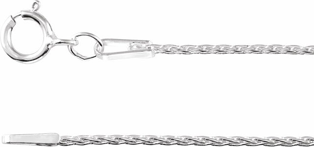 Rhodium-Plated Sterling Silver 1 mm Wheat 20" Chain