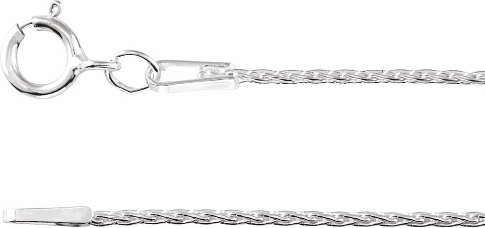 Rhodium-Plated Sterling Silver 1 mm Wheat 24" Chain