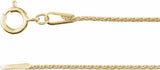 14K Yellow Gold 1 mm Wheat 20" Chain