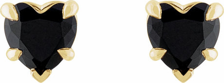 14K Yellow Natural Black Onyx Stud Earrings