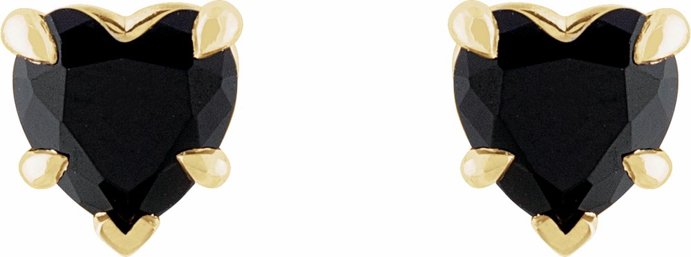 14K Yellow Natural Black Onyx Stud Earrings