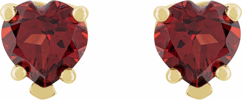 14K Yellow Natural Mozambique Garnet Stud Earrings