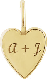 14K Yellow Engravable Heart Charm/Pendant