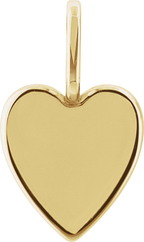 14K Yellow Gold Engravable Heart Charm/Pendant