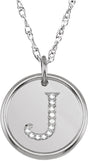 Sterling Silver .06 CTW Natural Diamond Posh Mommy® Initial J 18" Necklace