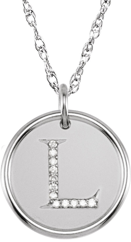 Sterling Silver .06 CTW Natural Diamond Posh Mommy® Initial L 18" Necklace