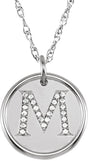 Sterling Silver 1/8 CTW Natural Diamond Posh Mommy® Initial M 18" Necklace