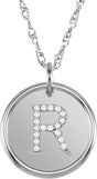 Sterling Silver .07 CTW Natural Diamond Posh Mommy® Initial R 18" Necklace