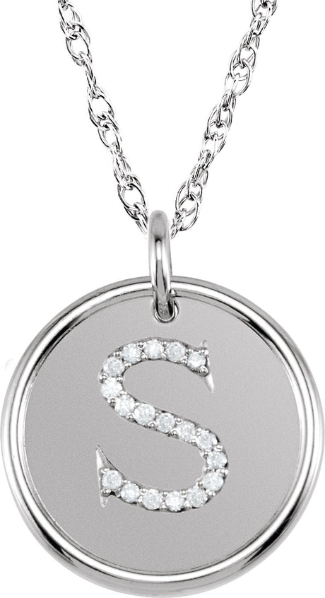 Sterling Silver 1/10 CTW Natural Diamond Posh Mommy® Initial S 18" Necklace