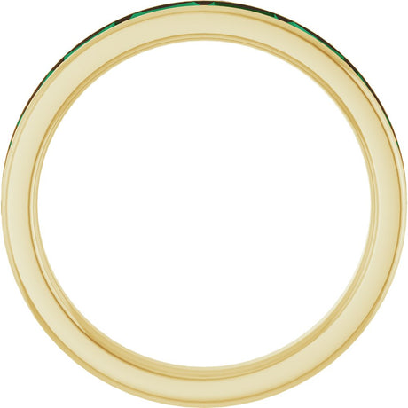 14K Yellow Gold Lab-Grown Emerald Stackable Ring