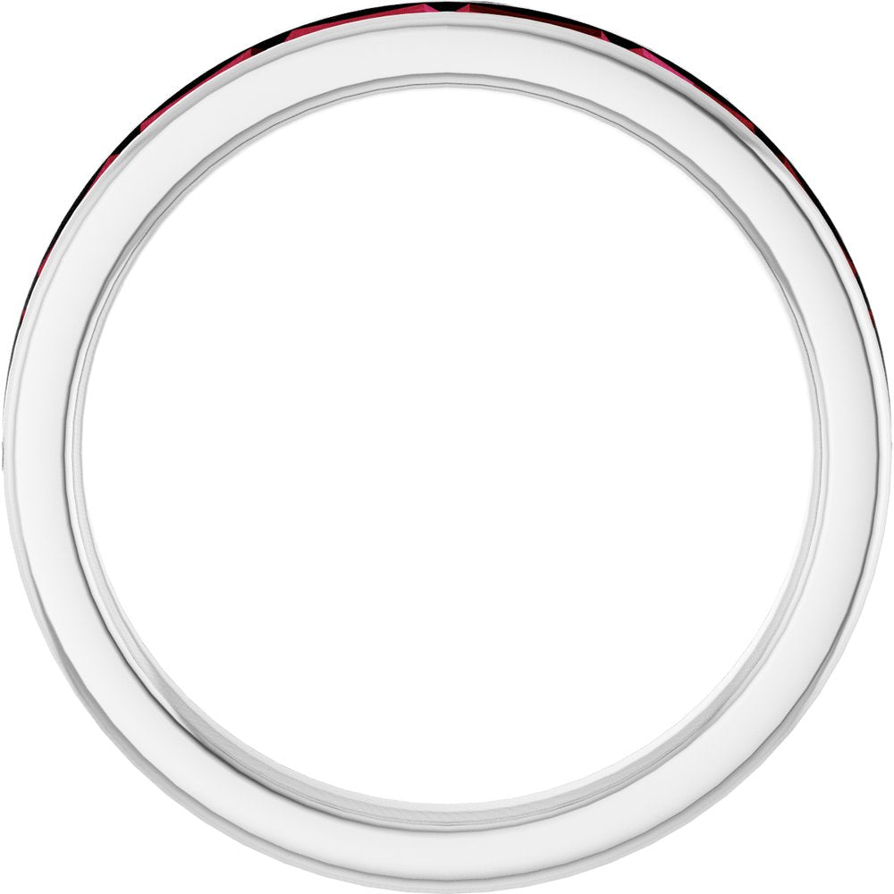 14K White Lab-Grown Ruby Stackable Ring