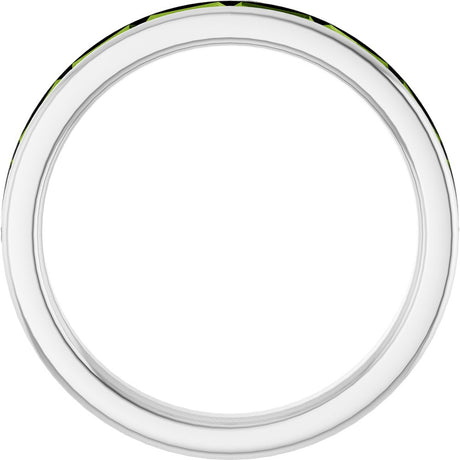 14K White Natural Peridot Stackable Ring