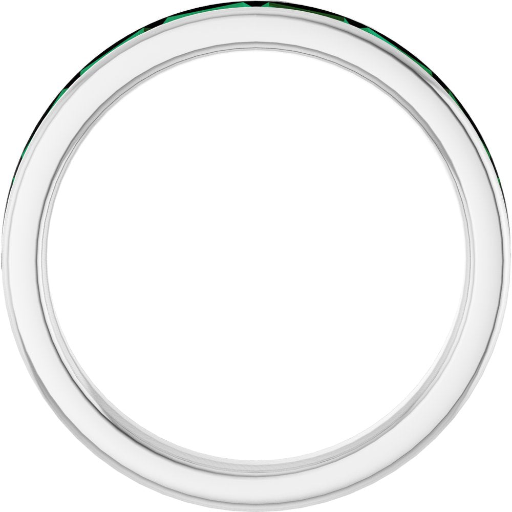 14K White Lab-Grown Emerald Stackable Ring