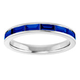 14K White Lab-Grown Blue Sapphire Stackable Ring